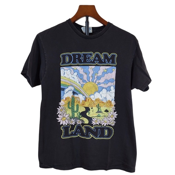 Delta Apparel Other - Delta Apparel Dream Land Desert Graphic T-Shirt Mens M Black Psychedelic Tee
